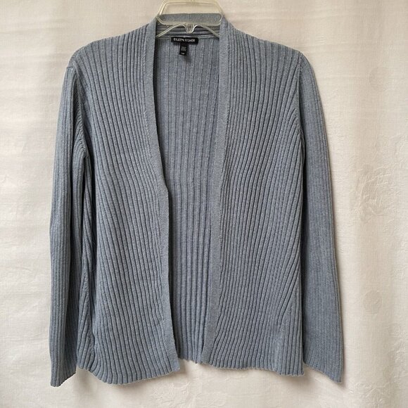 Eileen Fisher Open Front Cardigan Sweater Womens Small Organic Cotton SIlk Knit - Picture 1 of 8